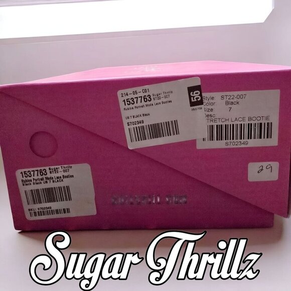 Sugar Thrillz ✦ Rubina Portrait Booties ✦ Pink Lace w/ Satin Bows & Transparent - Picture 14 of 16